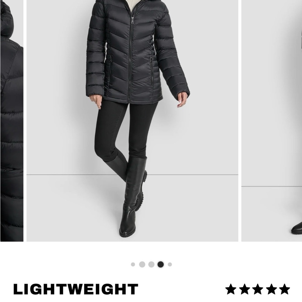 DKNY womens M lightweight puffer jacket black